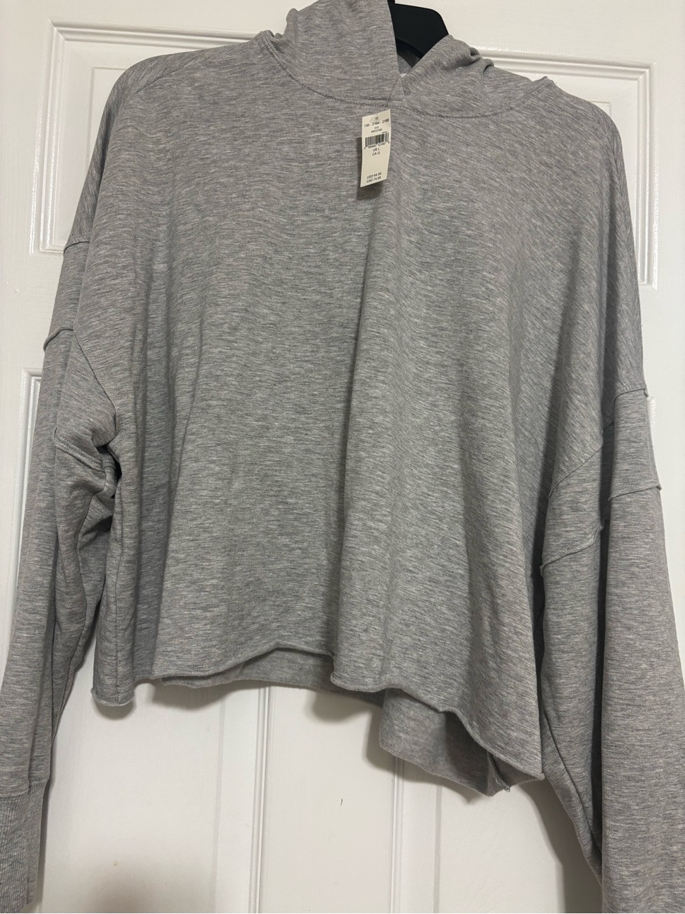 aerie Heather Gray Cropped Hooded Pullover